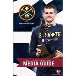 Denver Nuggets 2021-22 Media Guide Official Team Cover On 12x8in Metal Sign